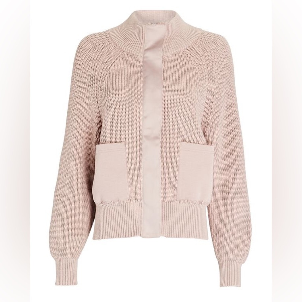 Vici Looking Like A Million Knit Pocketed
Satin Zip Up Sweater